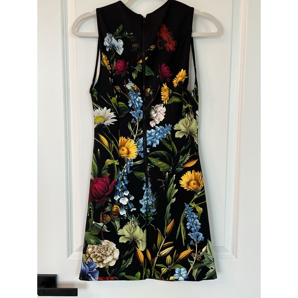 NWT Alice + Olivia Wynell A-line Mini Dress Black Floral Sleeveless Size 2 - Picture 7 of 13